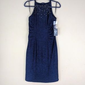 Vince Camuto Glitter Knit Ruched Sheath Dress 6